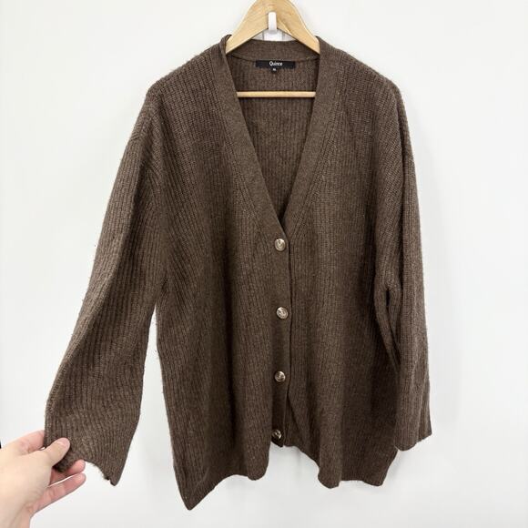 Quince Mongolian Cashmere Fisherman Cardigan Sweater XLarge Boxy Boyfriend Soft - Picture 1 of 9